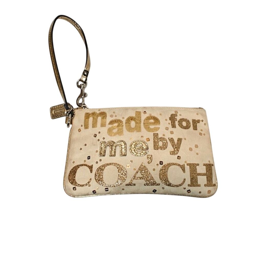 Vintage beige Coach poopy wristlet